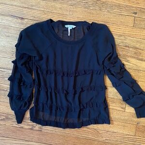 Blue BCBG long sleeve ruffle top